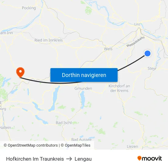 Hofkirchen Im Traunkreis to Lengau map