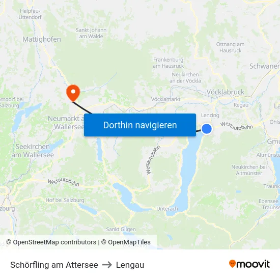 Schörfling am Attersee to Lengau map