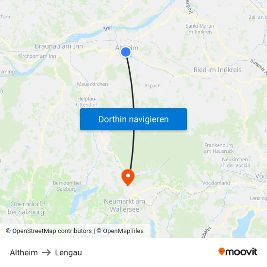 Altheim to Lengau map