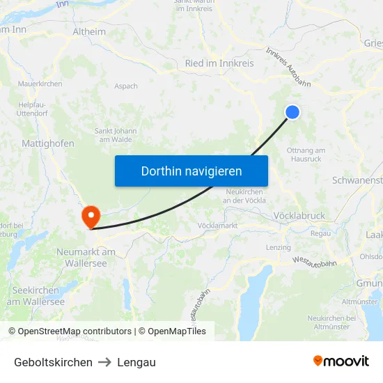 Geboltskirchen to Lengau map