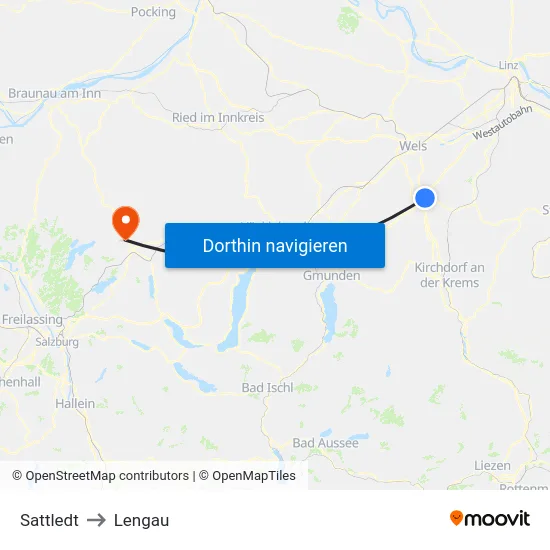 Sattledt to Lengau map