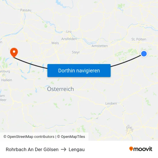 Rohrbach An Der Gölsen to Lengau map