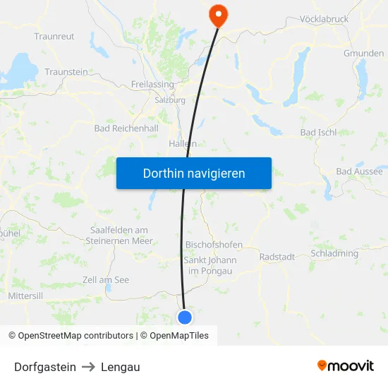 Dorfgastein to Lengau map