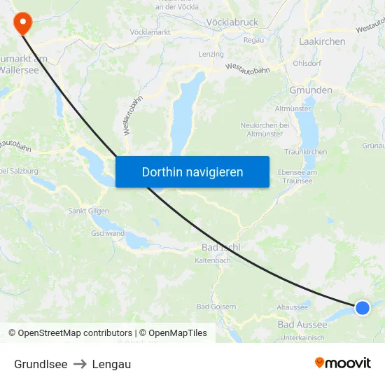 Grundlsee to Lengau map