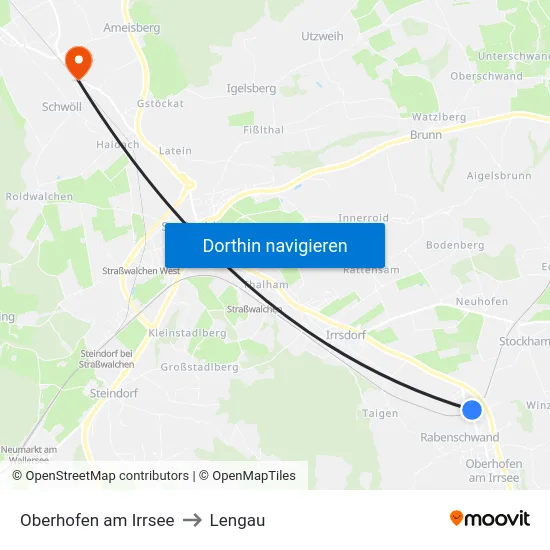 Oberhofen am Irrsee to Lengau map
