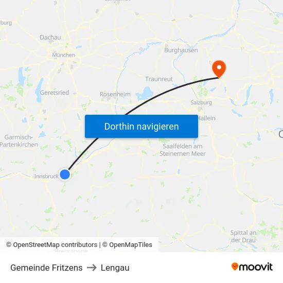 Gemeinde Fritzens to Lengau map