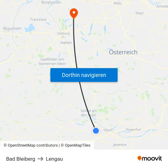 Bad Bleiberg to Lengau map