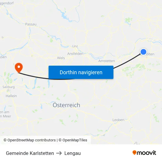 Gemeinde Karlstetten to Lengau map