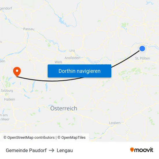 Gemeinde Paudorf to Lengau map