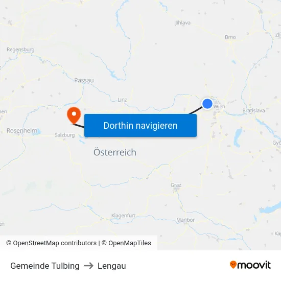 Gemeinde Tulbing to Lengau map