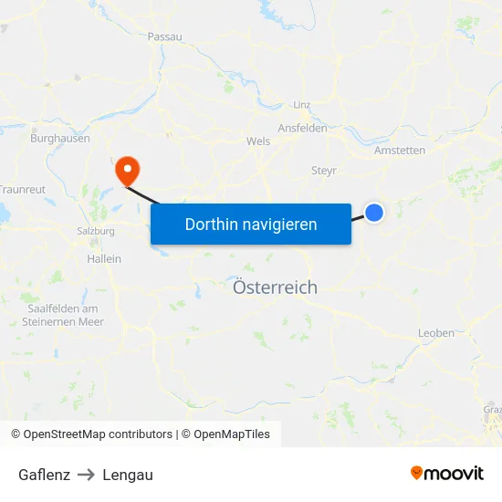 Gaflenz to Lengau map