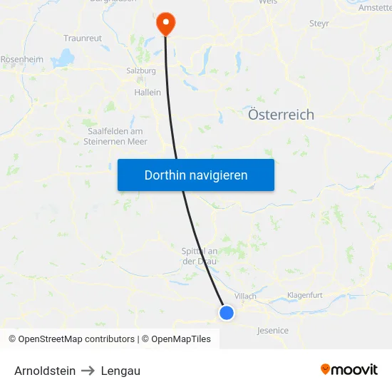 Arnoldstein to Lengau map