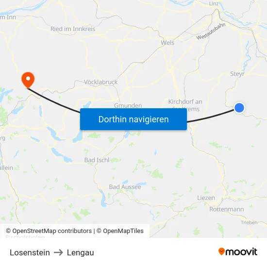 Losenstein to Lengau map