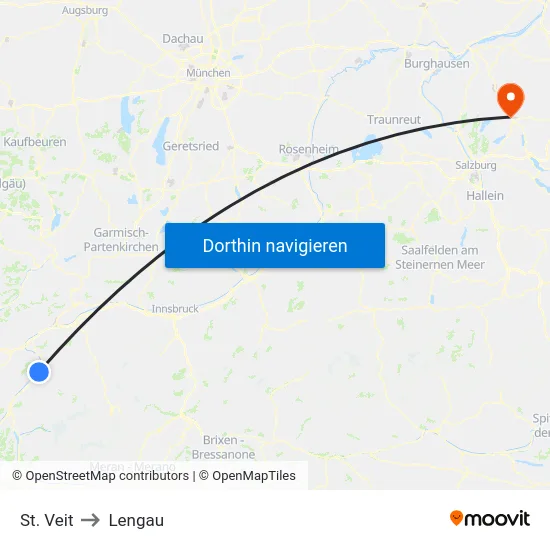 St. Veit to Lengau map