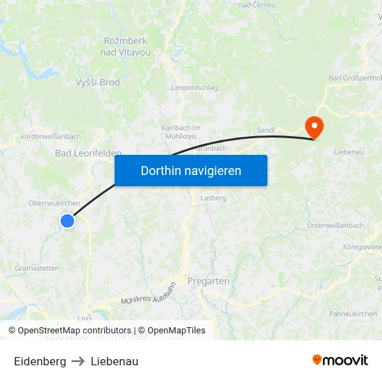 Eidenberg to Liebenau map