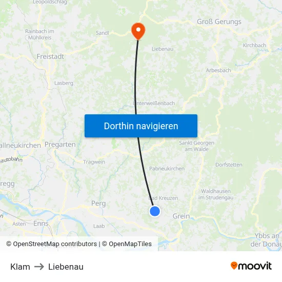 Klam to Liebenau map