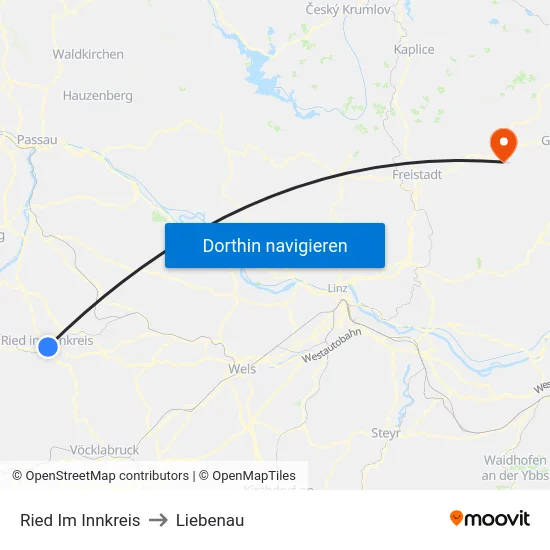 Ried Im Innkreis to Liebenau map