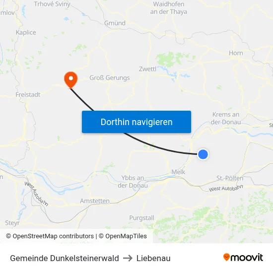 Gemeinde Dunkelsteinerwald to Liebenau map