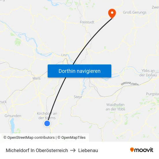 Micheldorf In Oberösterreich to Liebenau map