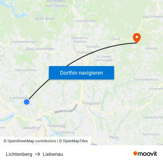 Lichtenberg to Liebenau map
