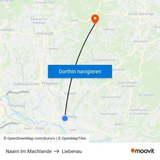 Naarn Im Machlande to Liebenau map