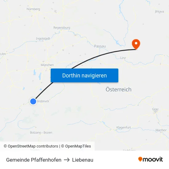 Gemeinde Pfaffenhofen to Liebenau map