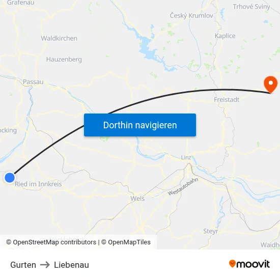 Gurten to Liebenau map