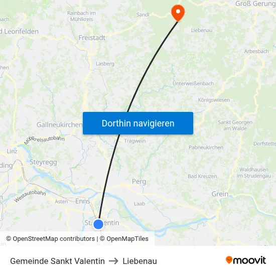 Gemeinde Sankt Valentin to Liebenau map