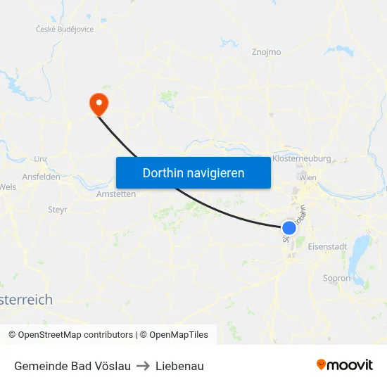 Gemeinde Bad Vöslau to Liebenau map