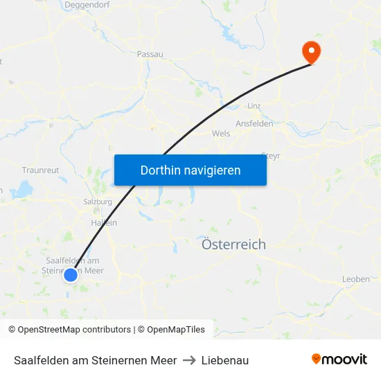 Saalfelden am Steinernen Meer to Liebenau map