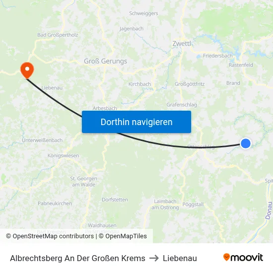 Albrechtsberg An Der Großen Krems to Liebenau map