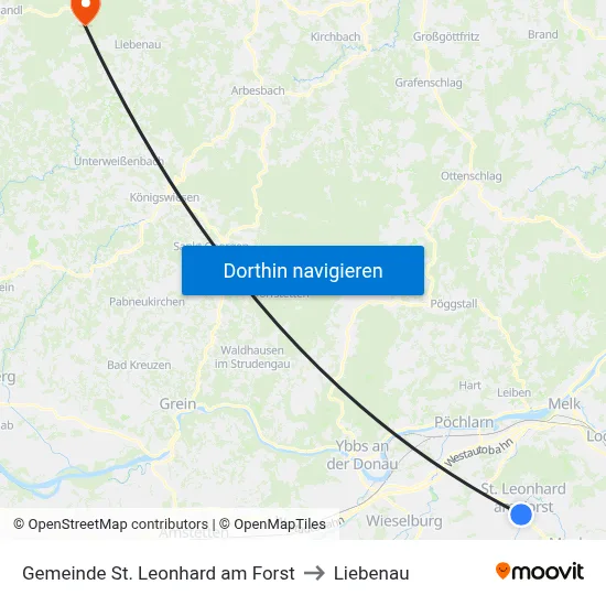 Gemeinde St. Leonhard am Forst to Liebenau map