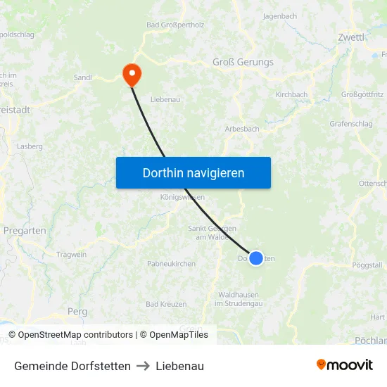 Gemeinde Dorfstetten to Liebenau map
