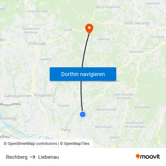 Rechberg to Liebenau map
