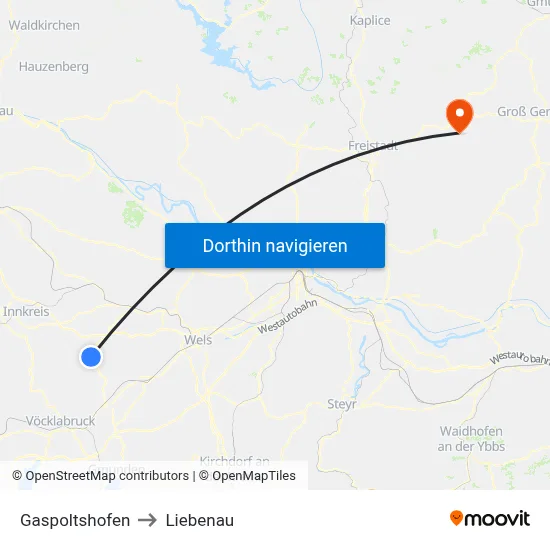 Gaspoltshofen to Liebenau map