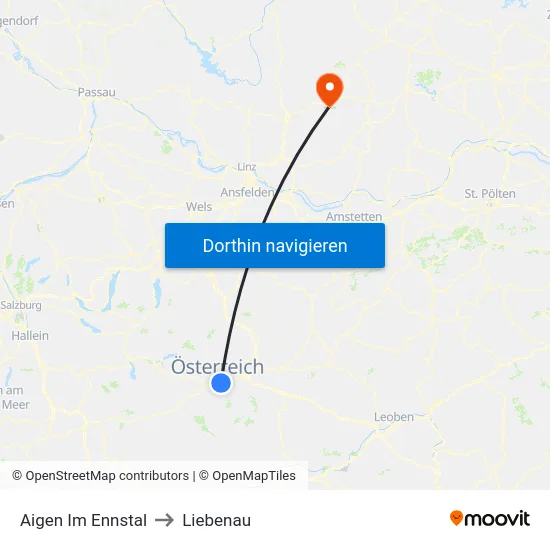 Aigen Im Ennstal to Liebenau map