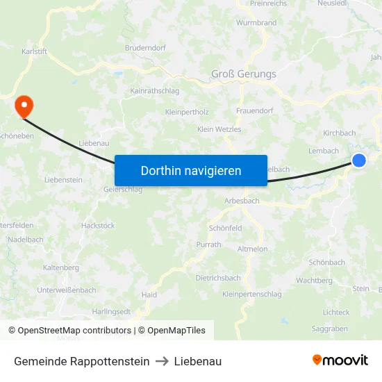 Gemeinde Rappottenstein to Liebenau map