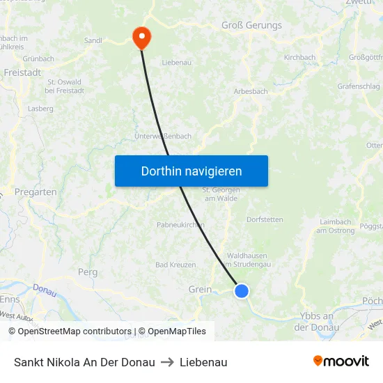 Sankt Nikola An Der Donau to Liebenau map