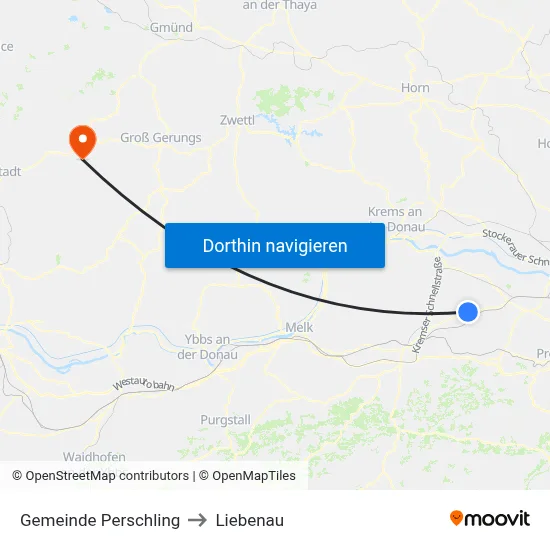Gemeinde Perschling to Liebenau map