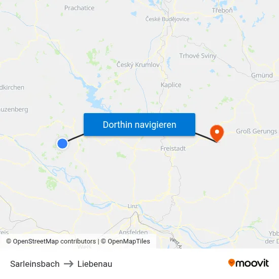 Sarleinsbach to Liebenau map