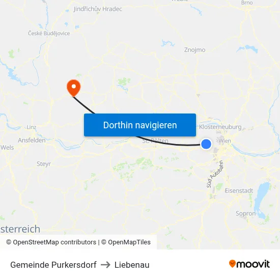 Gemeinde Purkersdorf to Liebenau map