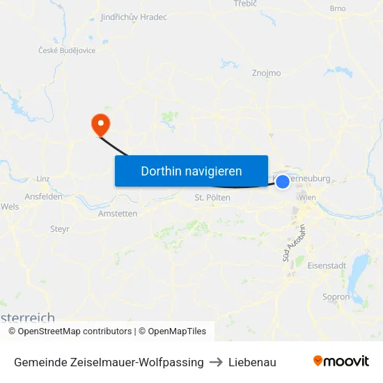 Gemeinde Zeiselmauer-Wolfpassing to Liebenau map