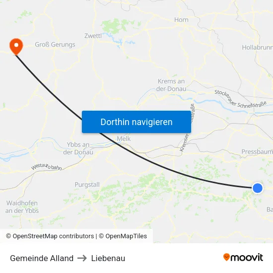 Gemeinde Alland to Liebenau map
