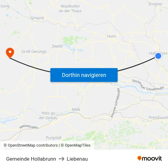 Gemeinde Hollabrunn to Liebenau map