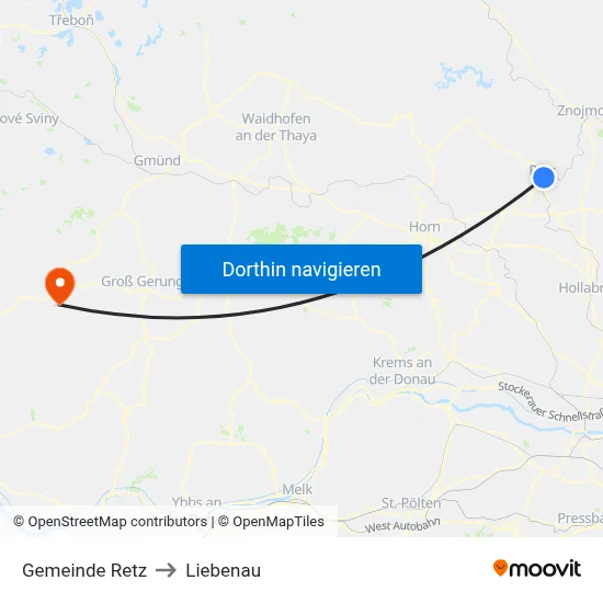 Gemeinde Retz to Liebenau map