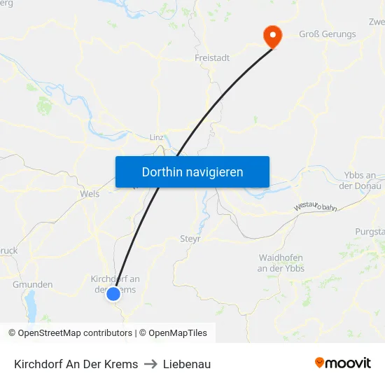 Kirchdorf An Der Krems to Liebenau map