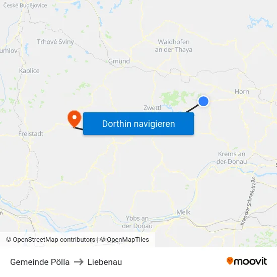 Gemeinde Pölla to Liebenau map