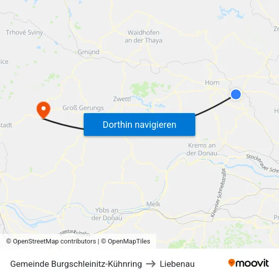 Gemeinde Burgschleinitz-Kühnring to Liebenau map
