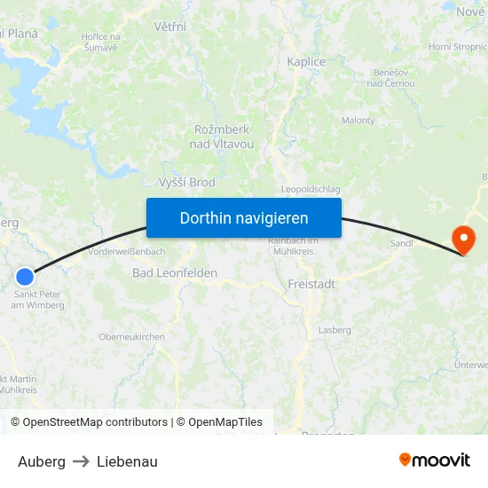 Auberg to Liebenau map