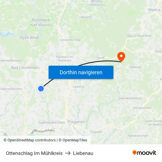 Ottenschlag Im Mühlkreis to Liebenau map